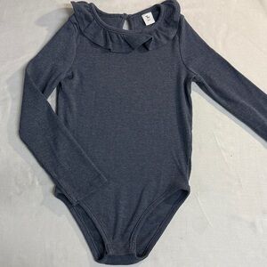 Tu - Navy Ruffle Long sleeve Bodysuit